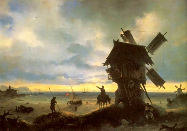 Image - Ivan Aivazovsky: A Windmill on the Sea Shore (1837).